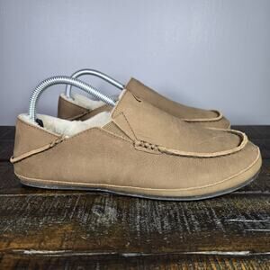 OluKai Tan Leather Loafers